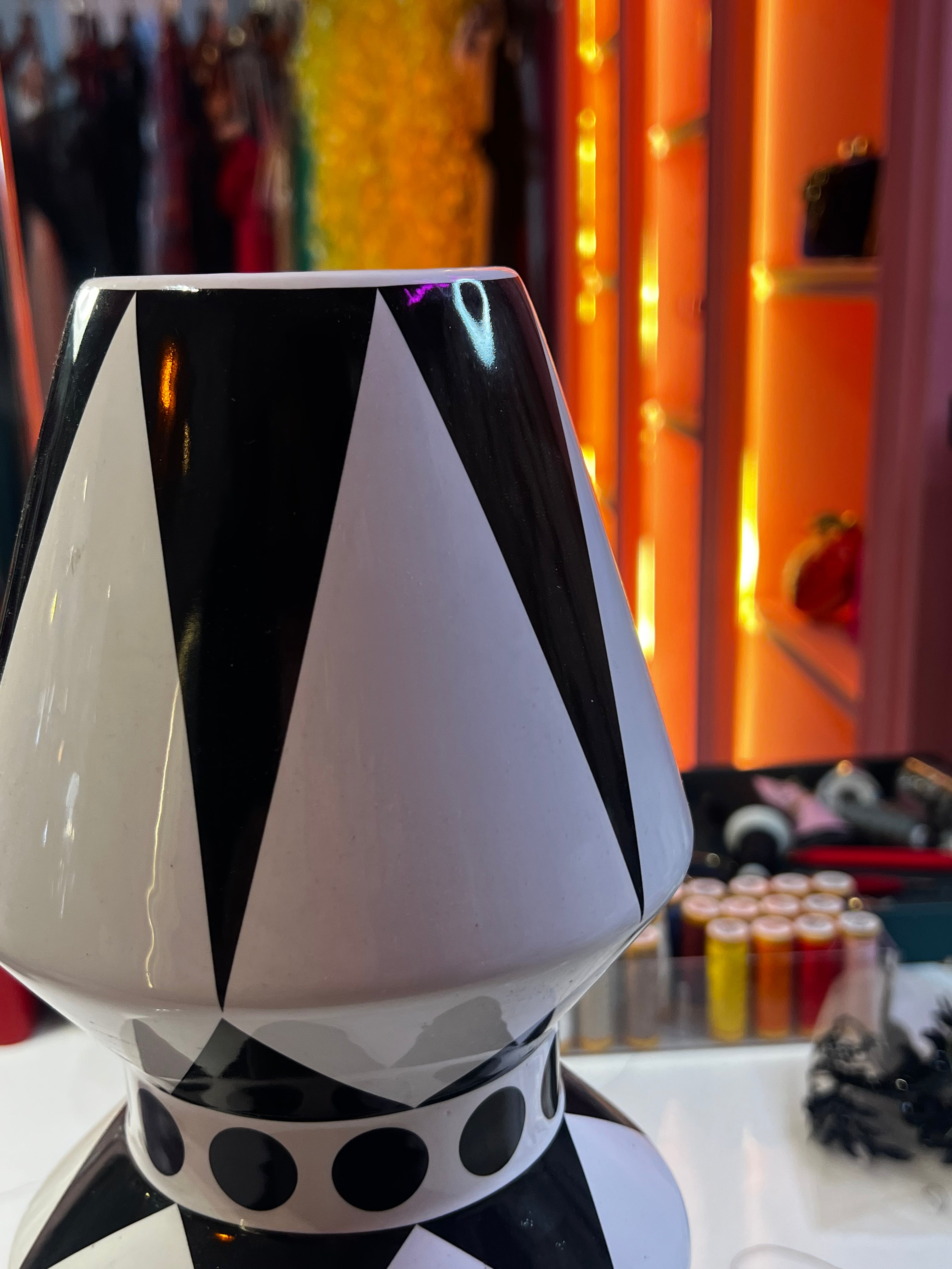 Large Black and White Retro Vase