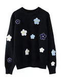 Boom Embroidery flower sweater