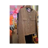 Tweed Beige Jacket with Hand Embellished beads