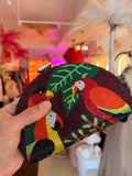Tropical Crystal Parrot Clutch – Hand-Embellished Statement Bag