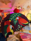 Tropical Crystal Parrot Clutch – Hand-Embellished Statement Bag