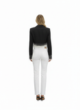 Black Torero-Inspired Cropped Tuxedo Jacket with Crystals