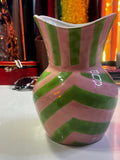 Palm Beach Soft Pink and Green Striped Ceramic Vas