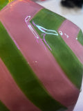 Palm Beach Soft Pink and Green Striped Ceramic Vas