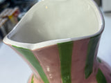 Palm Beach Soft Pink and Green Striped Ceramic Vas