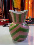 Palm Beach Soft Pink and Green Striped Ceramic Vas