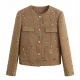 Tweed Beige Jacket with Hand Embellished beads