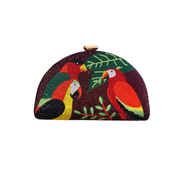 Tropical Crystal Parrot Clutch – Hand-Embellished Statement Bag