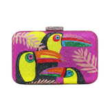 Hot Pink Toucan Tropical Rhinestone clutch