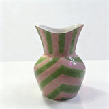Palm Beach Soft Pink and Green Striped Ceramic Vas